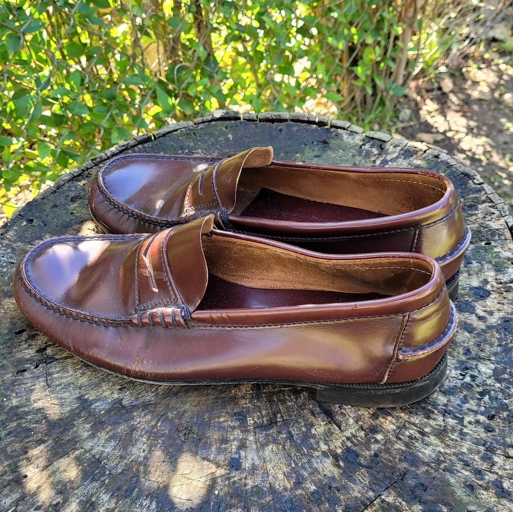 Men Vintage Brown Penny Loafers Size 10/Men Dress Shoes/ Men Slip On Shoes - Picture 7 of 8